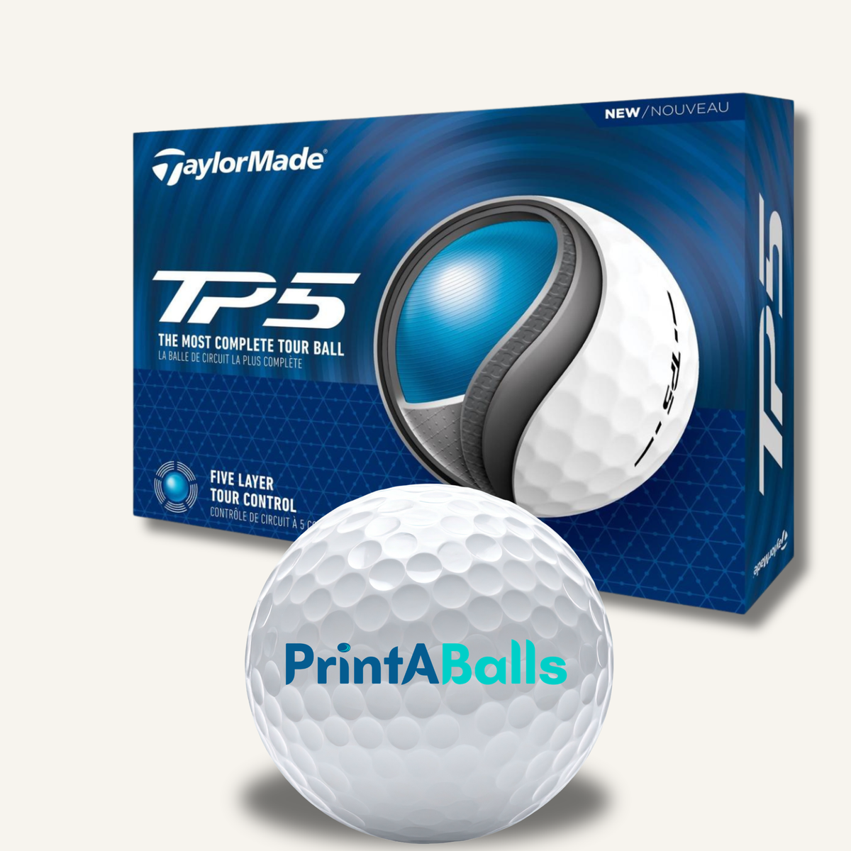 Custom Single-Sided Logo TaylorMade TP5 Golf Balls