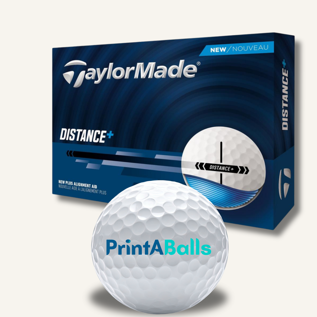 Custom Single-Sided Logo TaylorMade Distance+ Golf Balls
