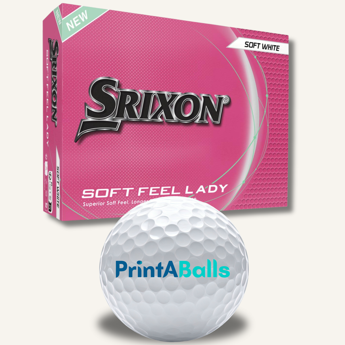 Custom Single-Sided Logo Srixon Soft Feel Lady Pink Golf Balls
